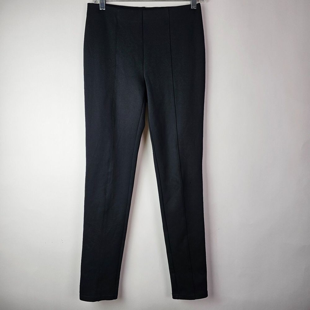 Peck Peck Relaxed Womens Black Slim Small Pull On Elastic Waist Leggings Ribbed